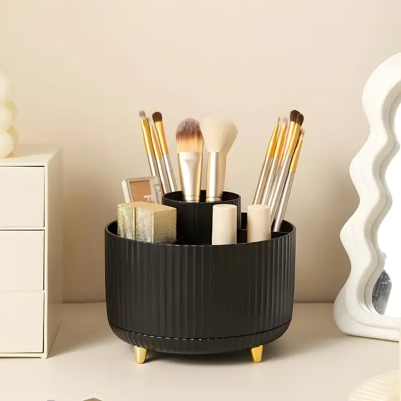 Suporte giratório 360 ° para pincéis de maquiagem, 5 espaços, organizador, mesa multifuncional, armazenamento de cosméticos para banheiro de mesa — image 6
