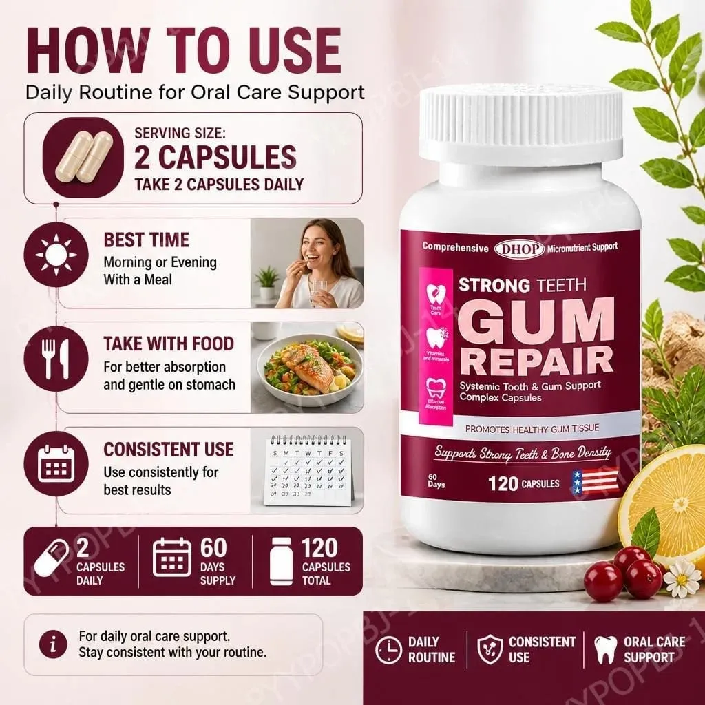 Strong Teeth Capsules Support Tooth Enamel and Gum Tissue Health with Vitamin C Vitamin D3 K2 Calcium and Zinc 120 Capsules — image 6