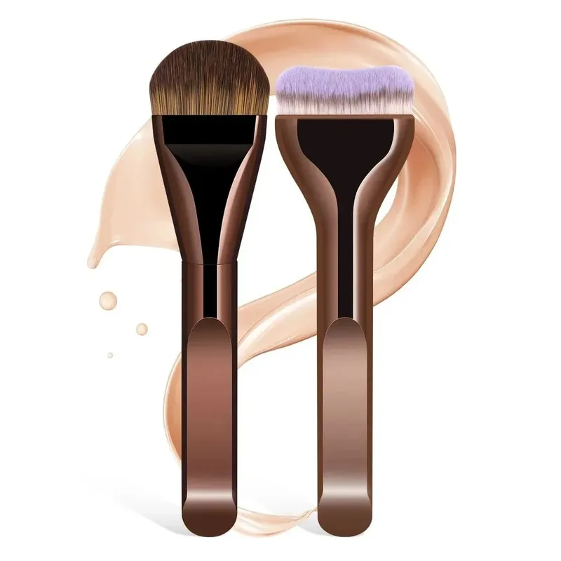 ใหม่ 2 ชิ้น Professional Foundation แปรงแต่งหน้าผมหนานุ่มสำหรับผสมครีม Flawless Powder แต่งหน้าเครื่องมือความงาม — image 1