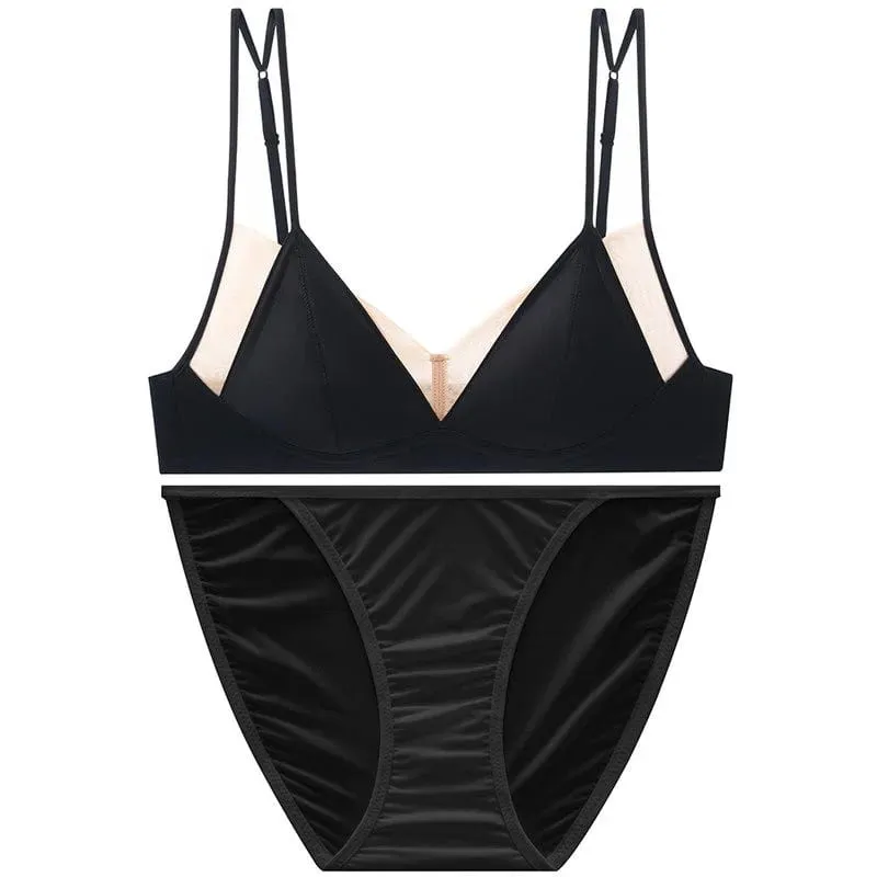 Premium Sexy Leopard Lingerie Kit Wireless Thin French Triangle Cup Comfy Nude Shaping Women Summer Daily Underclothes M-XL Bra — image 3