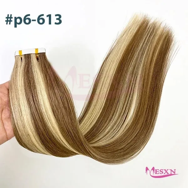 Tape In Hair Extensions 100% Really Human hair Extensions 16"-24" Black Brown Blonde Invisible Can dye For Salon — image 11