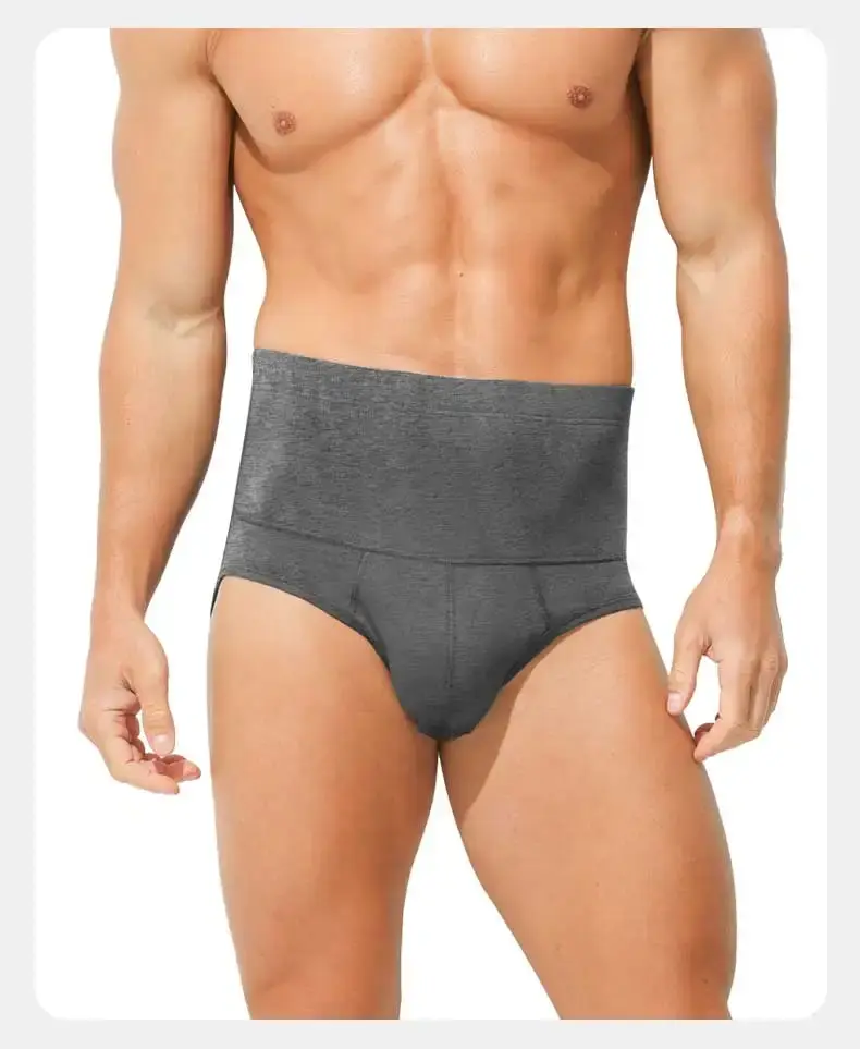 Caleçon en coton pour hommes, taille haute, amincissant, protège la taille, chaleur améliorée, caleçon court pour vêtements de sport en surpoids — image 14