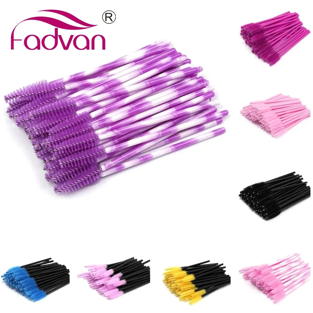 Fadvan 50 Buah/Pak Kuas Makeup Plastik Tongkat Mikro Alat Sikat Bulu Mata Palsu Perlengkapan Ekstensi Bulu Mata Hitam/Merah Muda/Berwarna — image 1