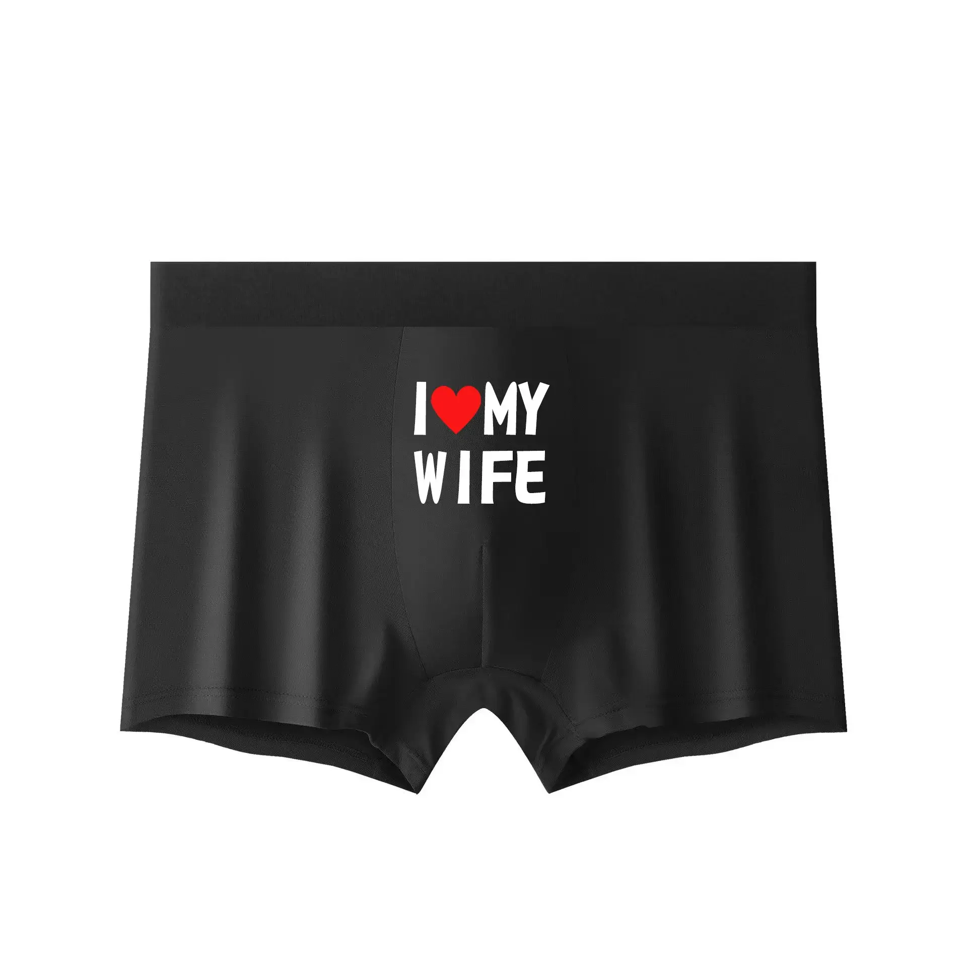 1/2 szt. Wzór Serca Bielizna Męska Spersonalizowany Nadruk Kocham Moją Żonę Jednolity Kolor Moda Miękkie Oddychające Bokserki Męskie — image 4