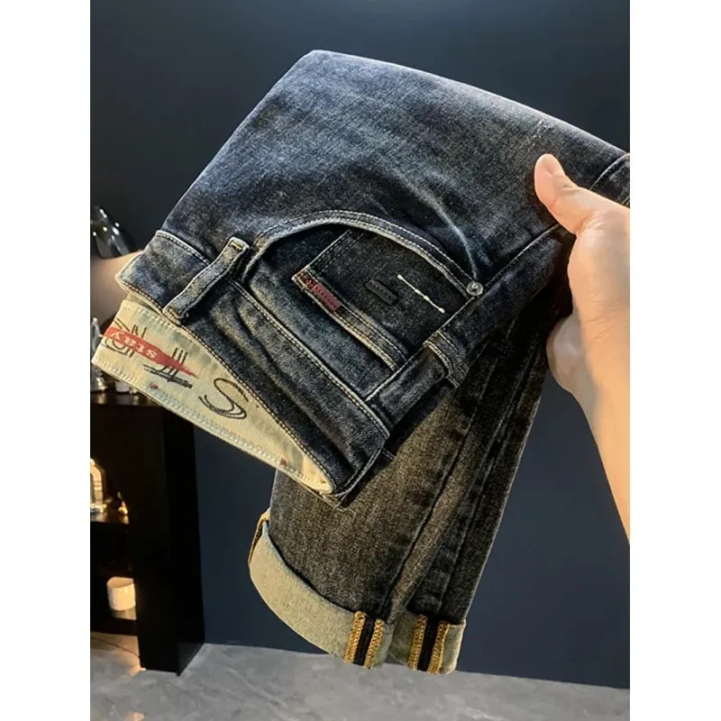 2025 nuovi jeans conici Micro Haren per pantaloni a gamba piccola allentati elastici casual alla moda autunno da uomo — image 5