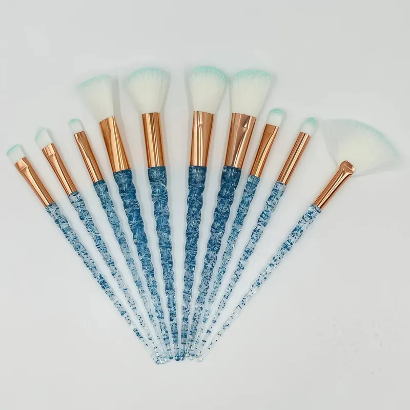 สีสันชุดแปรงแต่งหน้า 10 ชิ้นคริสตัล Handle คอนซีลเลอร์แปรงสุขภาพความงามเครื่องมือเครื่องสำอาง Make Up Tools — image 9