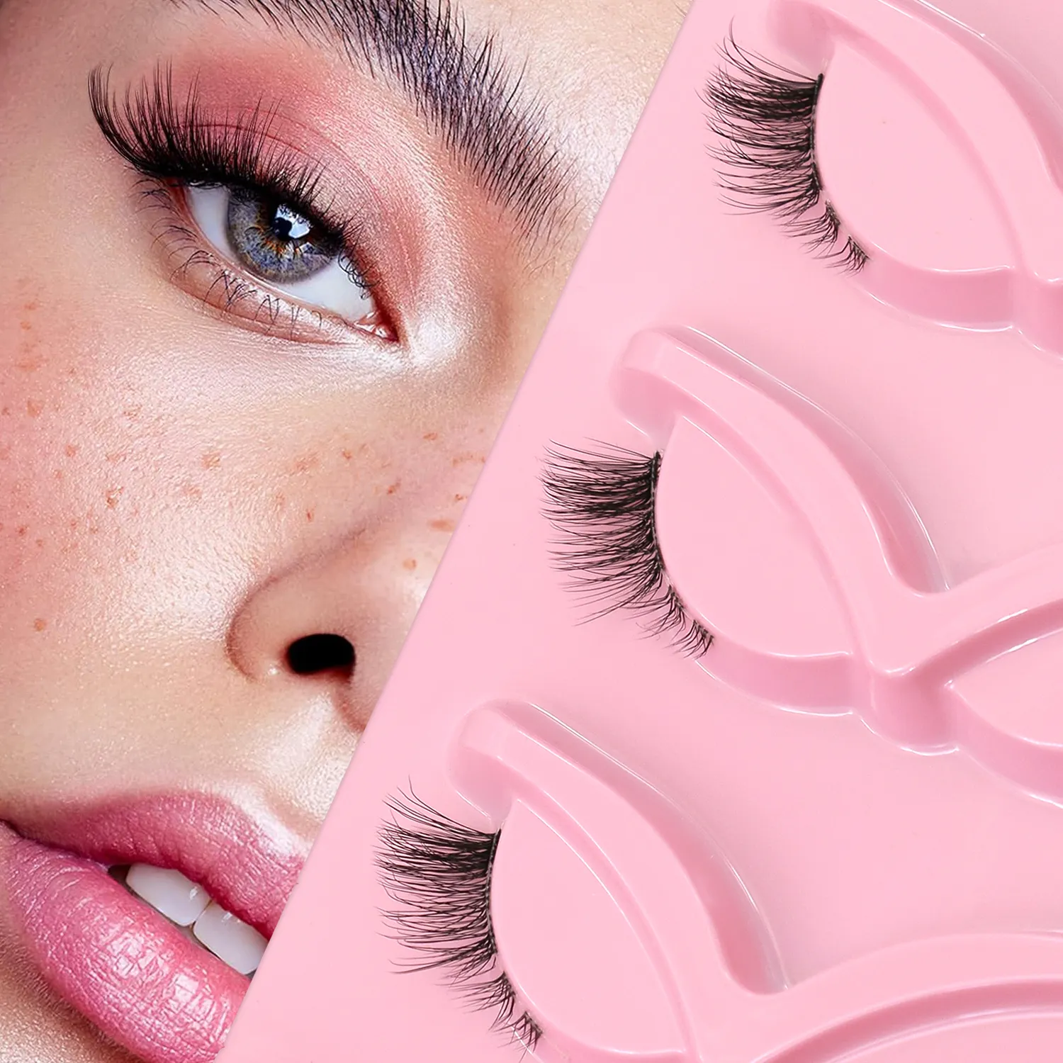 Demi-cils yeux de chat, aspect naturel, Faux cils vaporeux, Faux cils en vison, bande transparente, Faux cils naturels, maquillage