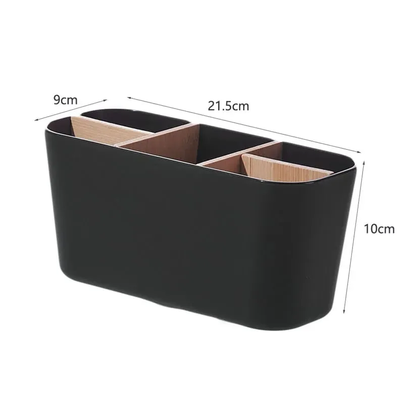 Držák štětců na make-up s bambusem 5 slotů Oddělovače Víceúčelový štětec na make-up Comestic Tools Organizér pro stolní úložiště rtěnek — image 2