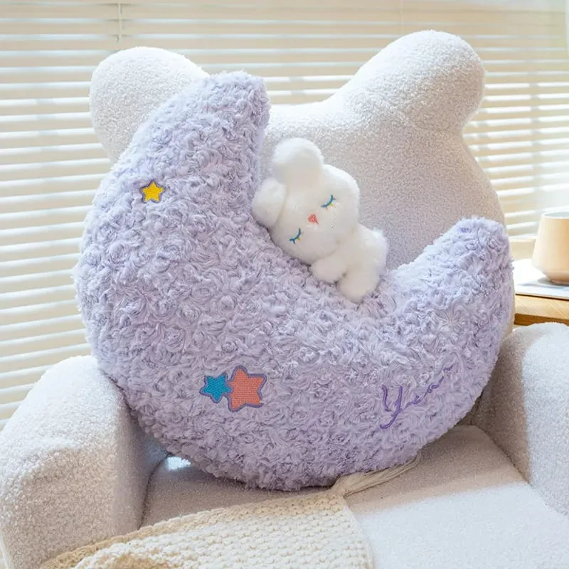 45cm Kawaii Kissen Kaninchen Cartoon Sterne Mond Kissen Kissen Kreative Glück Weiche Familie Plüsch Spielzeug Sofa Home Decor plüsch Kissen