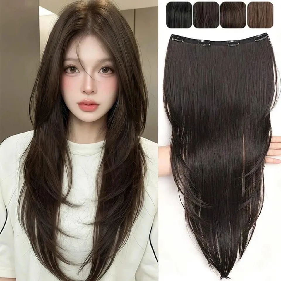 Syntetické vysokovrstvé prodlužování paruky Inward Curl Jednodílné ultratenké neviditelné prodloužení vlasů pro dívčí párty Halloween Vánoce — image 2
