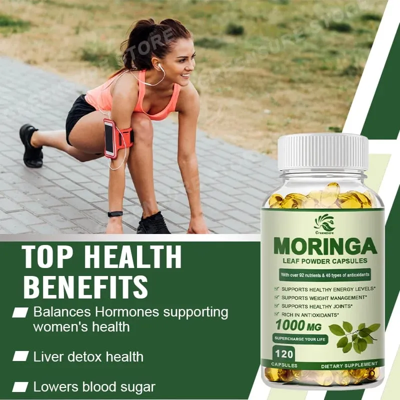 Moringa Extract Capsule Anti Stress Forbedr søvn Forbedr immunitet Antioxidant - 60/120 kapsler — image 2