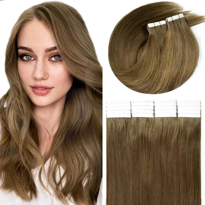 Nastro adesivo all'ingrosso europeo a doppio disegno nelle estensioni Nastro Remy allineato con cuticole invisibili nelle estensioni dei capelli 100% capelli umani — image 11