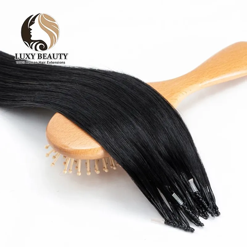 8D مايكرو الخرزة شعر مستعار بشري سيليكون حلقة نانو الشعر التمديد غير مرئية صغيرة سيليكون الخرز أسود براون شعر بشري أشقر