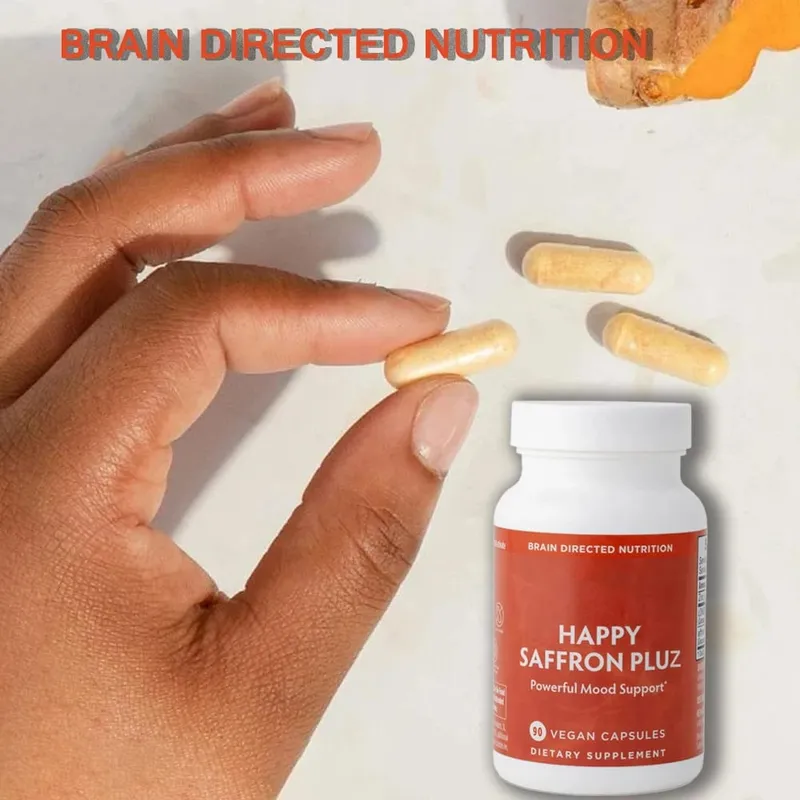 Suplemen Happy Safron Ekstrak Safron untuk Mood & Memori Kesihatan Mata - Suplemen Sendi untuk Wanita & Lelaki - 90 Kapsul Vegan — image 2