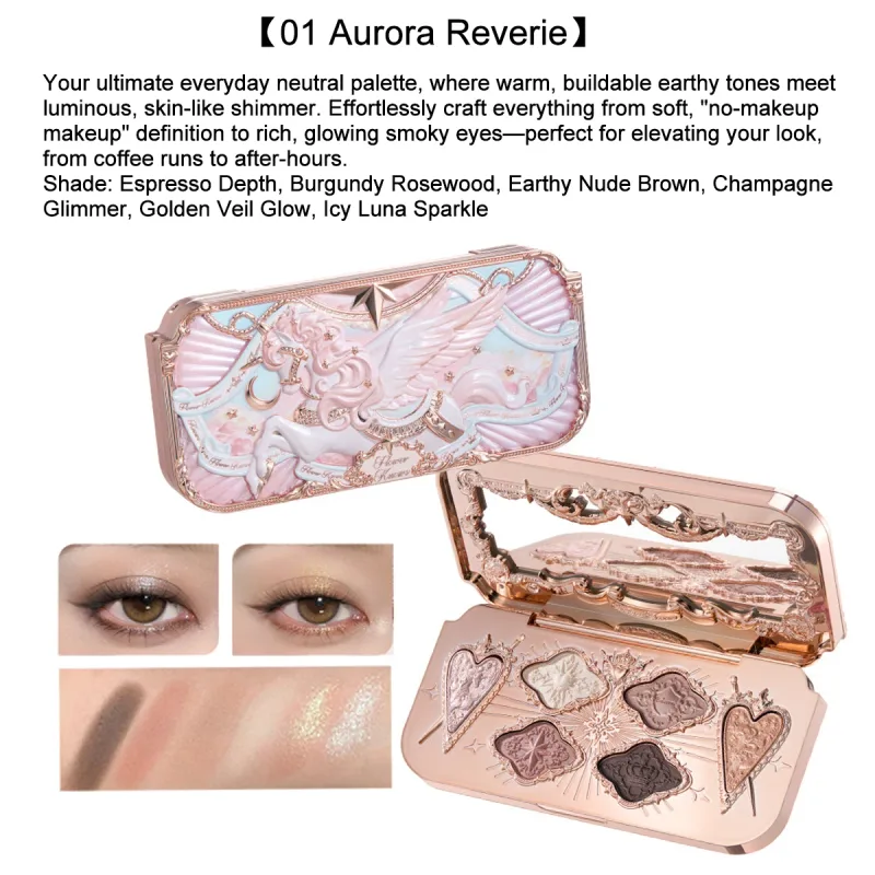 Flower Knows Knight Unicorn Set trucco Ombretto Blush Rossetto Cipria in polvere Kit di bellezza Fantasy Princess a lunga durata Cosmetici — image 7