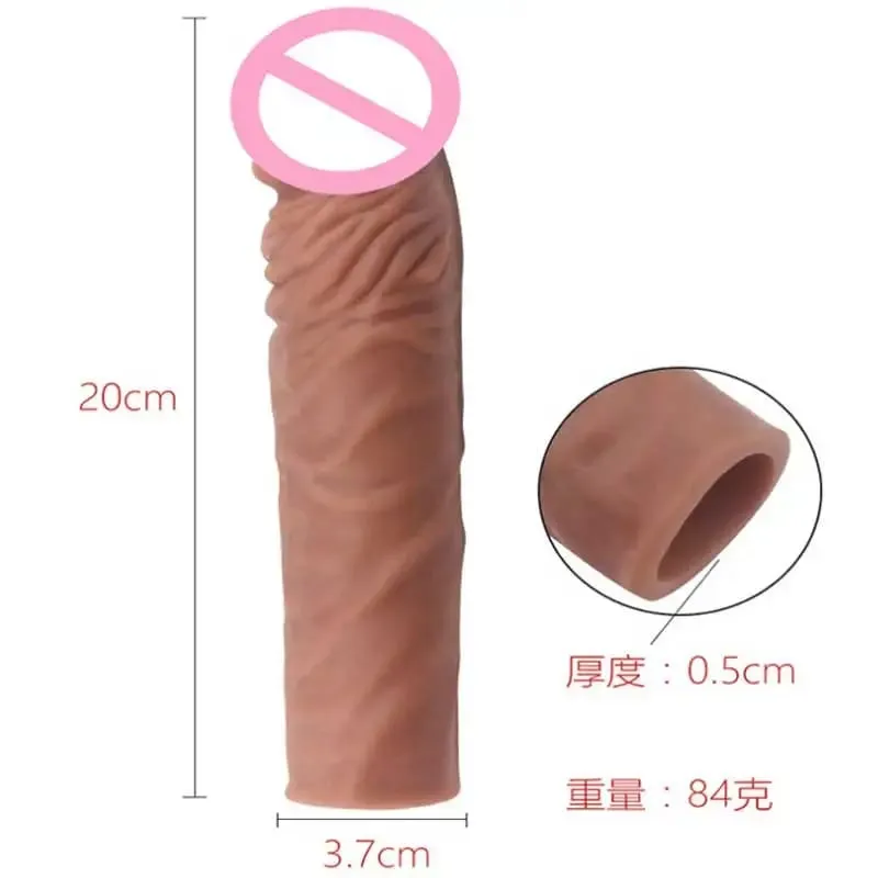 14/16/20 CENTIMETRI Realistico Manicotto Del Pene Extender Riutilizzabile Dildo Preservativo Eiaculazione di Ritardo Cazzo Allargamento Giocattoli Del Sesso per Gli Uomini — image 9