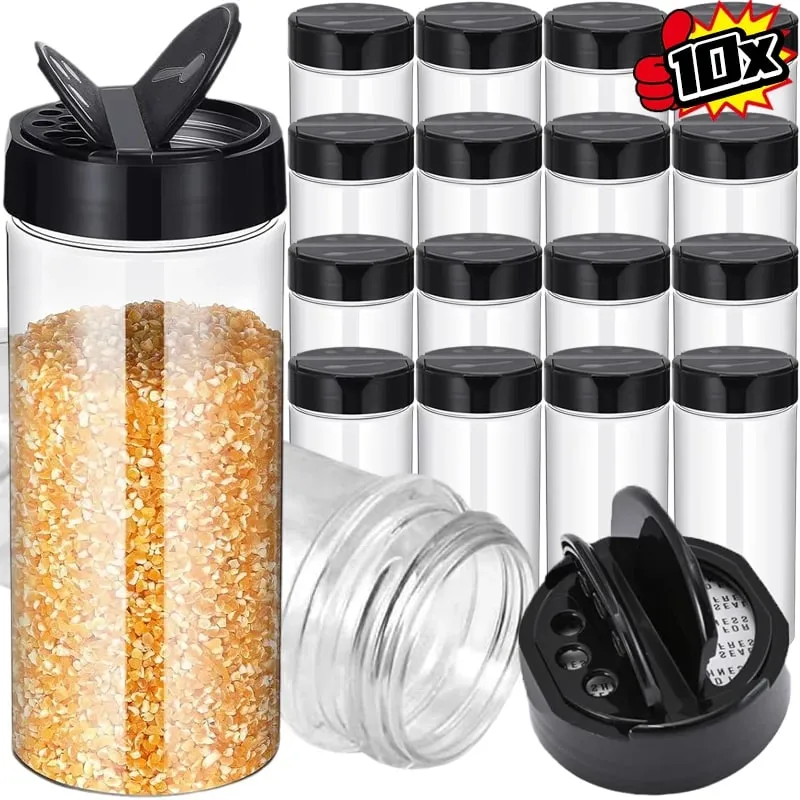 10/1PCS Clear Spices Bottle Salt Pepper Shakers Plastic Barbecue Seasoning Jars Condiment Box Home Kitchen Powder Storage Can — image 1
