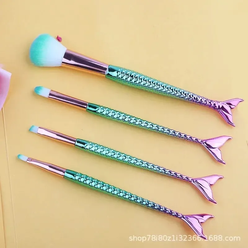 4pcs 전문 인어 메이크업 브러쉬 세트 아이 섀도우 아이 라이너 고품질 뷰티 메이크업 브러쉬 도구 눈썹 미용 도구 키트 — image 8