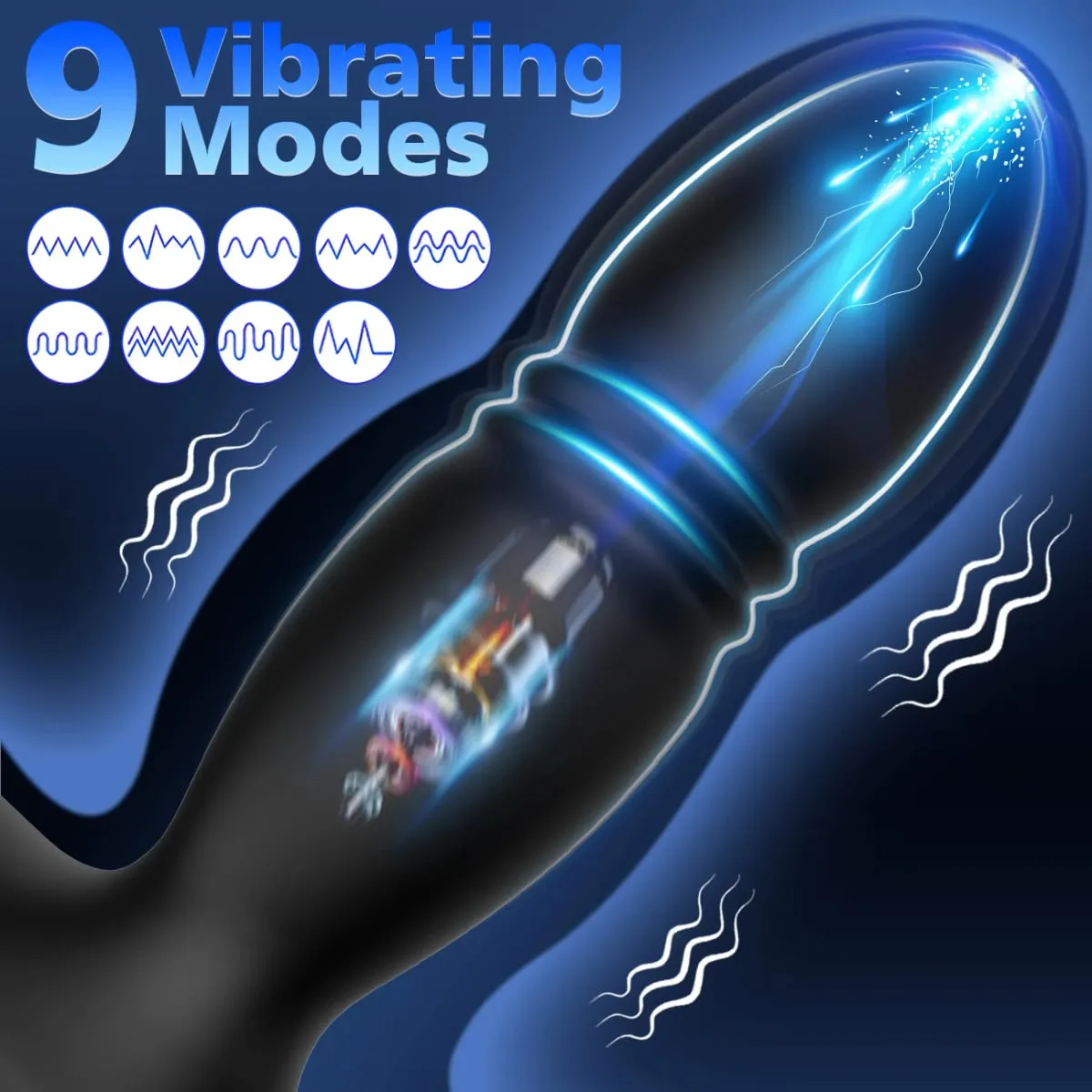 คู่แหวนอวัยวะเพศชาย 3 IN 1 รีโมทคอนโทรลไร้สาย Telescopic Anal Vibrator Dildo ชาย Prostate Massager ผู้ใหญ่เพศของเล่นสำหรับผู้ชายคู่ — image 3