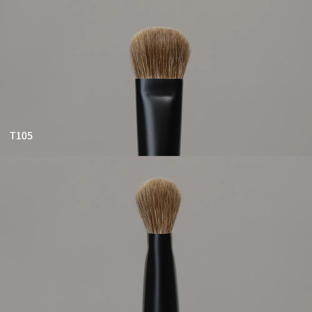 T105 Pennelli per trucco professionali fatti a mano Pennello per correttore in pelo di capra naturale Pennello per fondotinta piccolo Pennello per trucco con manico in legno di ebano — image 2