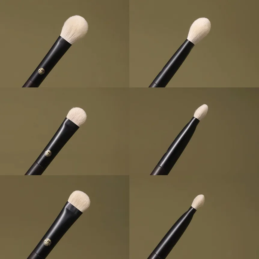 Limitato||Pennelli per trucco professionali fatti a mano 1PC Pennello per sfumare ombretti per capelli bianchi Lynx Pennello per trucco con manico in ebano — image 5