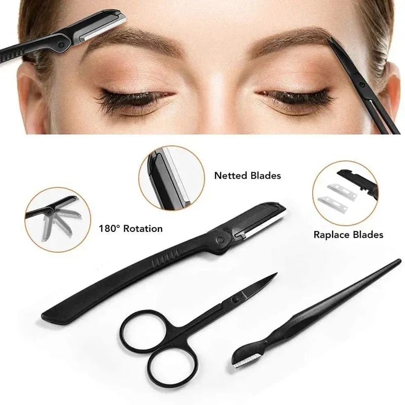 4/11/12 Pcs Nuovo Rasoio Sopracciglia Set Forbici Pinzette Rasoio per Sopracciglia Raschiando Pettine per Sopracciglia Rasoio Sopracciglio Clip di Strumenti di Trucco Set — image 3