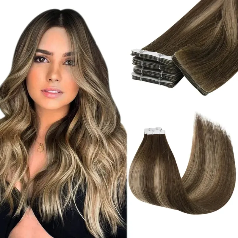 Przedłużanie włosów na taśmie wtryskowej Moresoo Popielaty blond Podkreśla dziewicze włosy Naturalna prosta brazylijska taśma w przedłużaniu ludzkich włosów — image 10