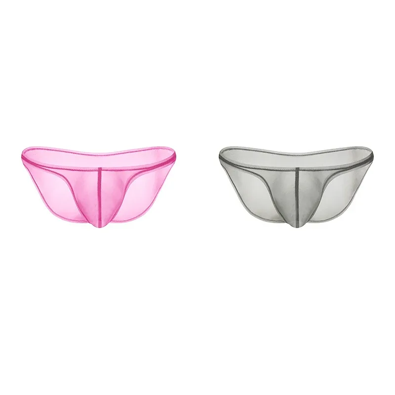 Sous-vêtements pour hommes, culotte triangulaire transparente en soie glacée délicate, slip taille basse de personnalité — image 22