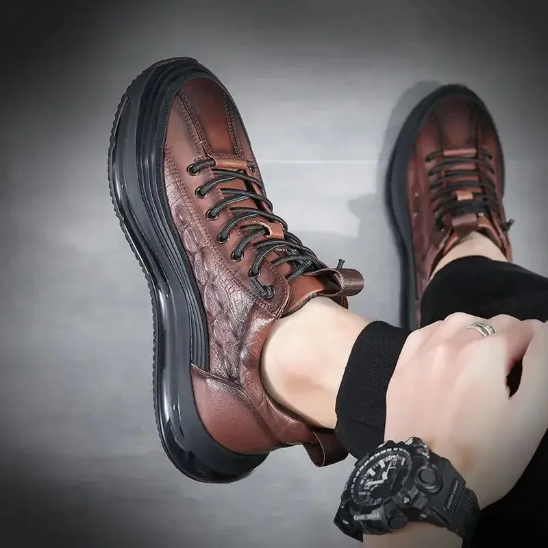 2026 ฤดูใบไม้ร่วงรูปแบบจระเข้ผู้ชายรองเท้าผ้าใบ Lace Up Casual Platform Vulcanized รองเท้าชาย Anti-SLIP Zapatillas Hombre — image 5