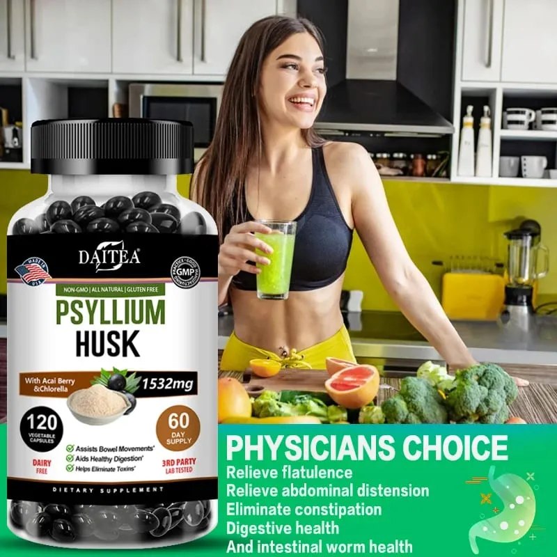Psyllium Kabuğu Kapsülleri - Kabızlığı İyileştirir Metabolizmayı Hızlandırır Besin Sindirimi Yetişkin Erkekler ve Kadınlar için Bağırsak Sağlığı — image 6