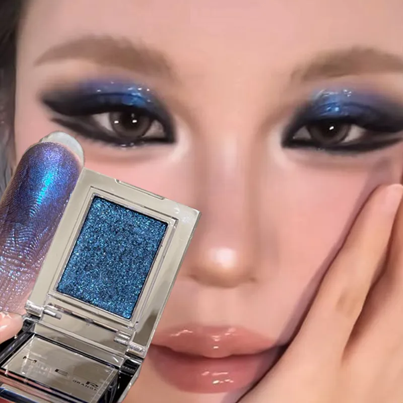 Monokrom blå metallisk øjenskygge diamant glitter grøn øjenskygge highlighter palet funklende perleskinnende lilla øjenmakeup — image 2