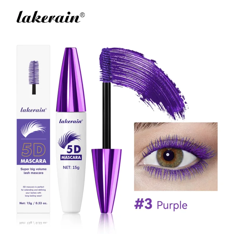 Lakerain 5D มาสคาร่าขนตายาวยาวนาน Intense สีดำกันน้ำ Nourishing Smudge-Proof มาสคาร่าแต่งหน้า — image 8