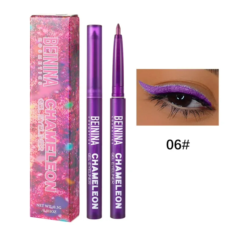 Shiny Chameleon Metallic Blue Eyeliner Gel Pen Ombretto Multicolor Eye Liner Perlescente Polarizzato Glitter Eye Pigment Cosmetico — image 14