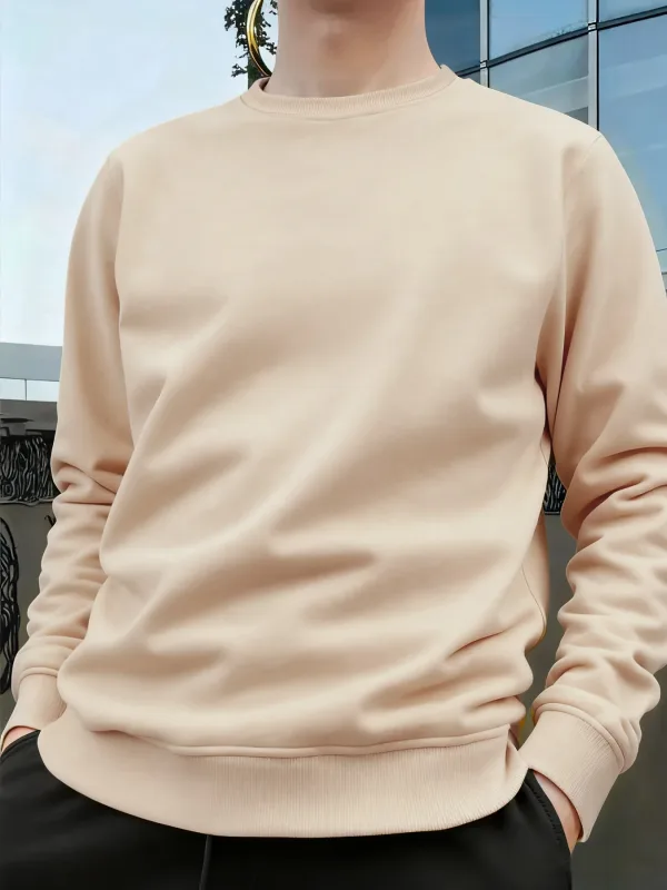 Jersey de cuello redondo para hombre, sudaderas grandes de Color sólido, camisetas para correr al aire libre para primavera y otoño, sudaderas con capucha informales para hombre, ropa de calle — image 4