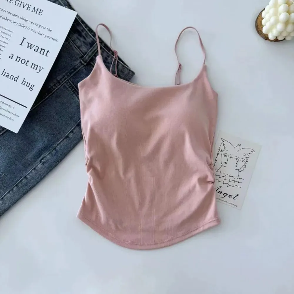 Vest Suspender Tanpa Lengan Mudah Ramping Dengan Cawan Empuk Pakaian Dalam Kamisol Vest Pendek Aktiviti Sukan — image 9