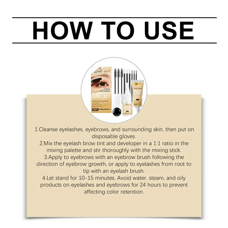 Kit Pewarna Bulu Mata dan Alis 2-In-1 Set Pewarna Warna Alis Bulu Mata Semi Permanen DIY Profesional Penggunaan Salon Rumah Hitam Intens 1 Set — image 7
