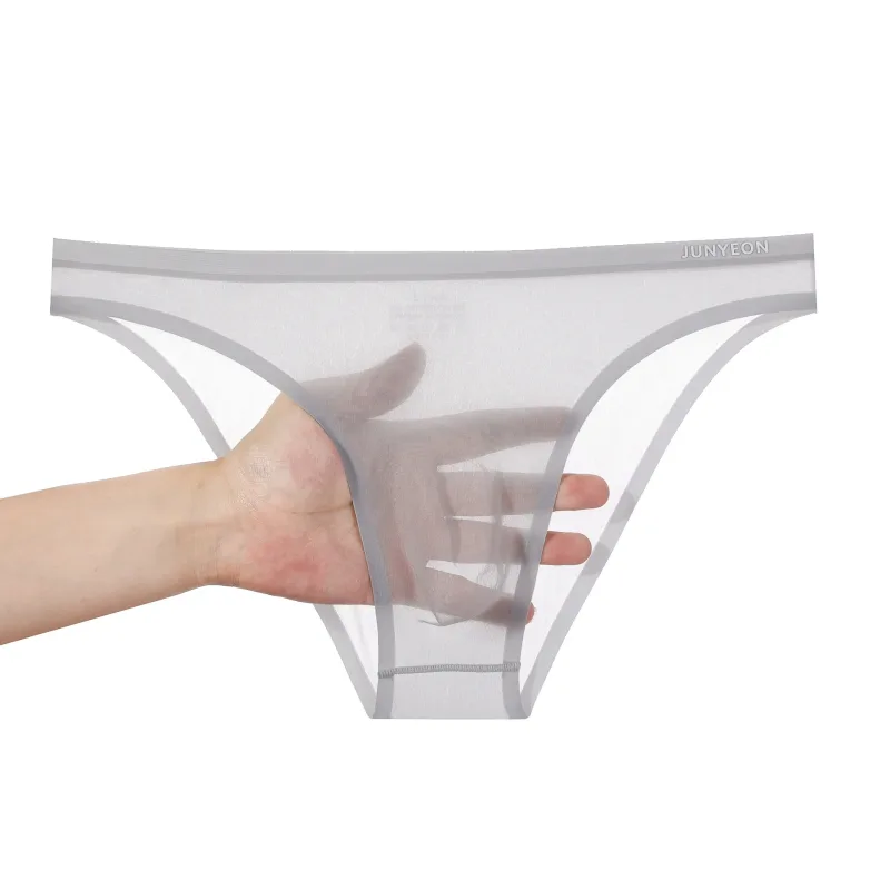 Bezešvé rychleschnoucí pánské kalhotky spodní prádlo Jednobarevné ledové hedvábí Ultratenké spodky Sexy prodyšné 3D pouzdro Kalhotky Spodní prádlo — image 35