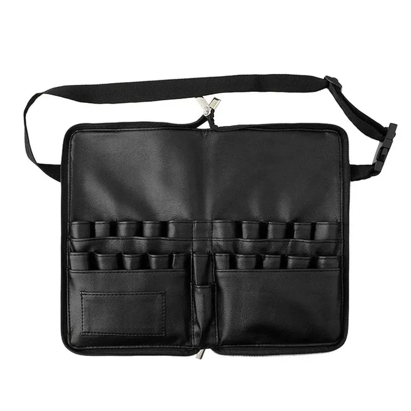 24 Pockets Makeup Brushes Storage Waist Bags With Artist Belt Strap Zipper Large Capacity Foldable PU Makeup Tools Storage Bag