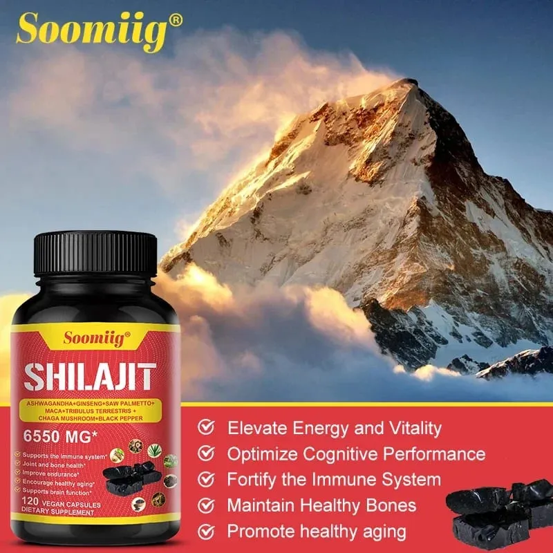 Kapsułki Pure Himalayan Shilajit - wspomagają zdrowe starzenie się kości i stawów, poprawiają wytrzymałość energetyczną i regenerację mięśni — image 6