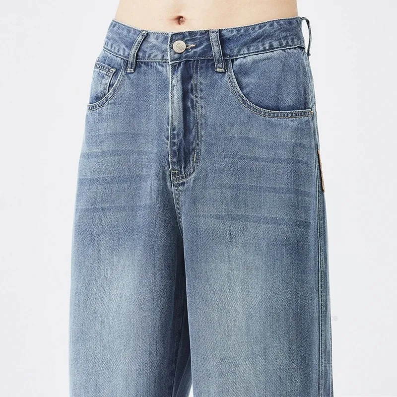 Stretch Jeans Männer 2024 Neue Lyocell Stoff Hohe Qualität Weiche Lose Breite Hosen Elastische Taille Casual Denim Hosen Streetwear — image 6