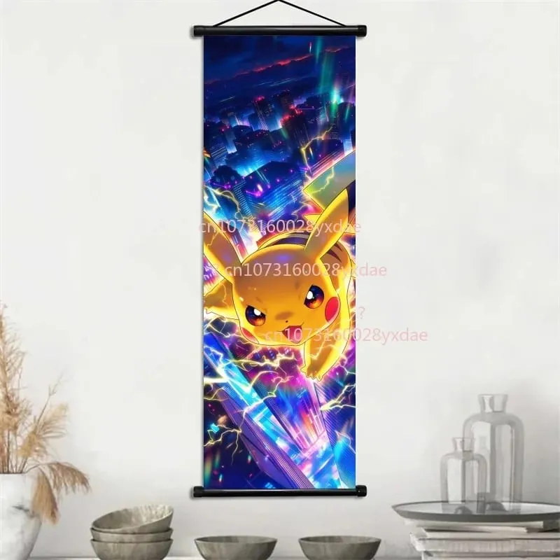 Anime-gedrucktes Pokemon-Poster, Cartoon-Wandkunstwerk, Gengar, Eichhörnchen, Bulbasaur, Pikachu, Hängerolle, Familienzimmer-Dekoration — image 6