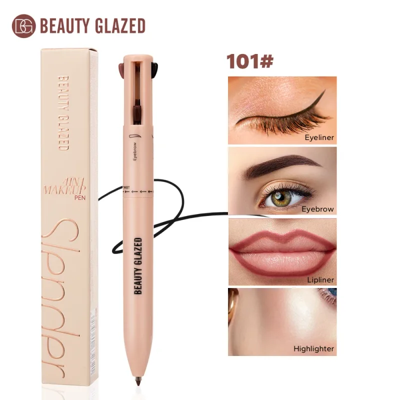 Matita per trucco multifunzionale smaltata di bellezza Matita per sopracciglia Eyeliner Lip Liner Evidenziatore 4 in 1 Penna a sfera per trucco Finitura opaca — image 9