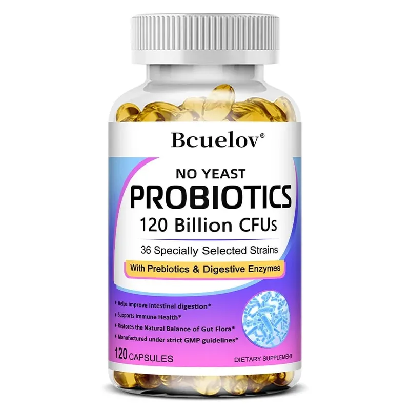 Probiotik Premium dengan Prebiotik dan Enzim Pencernaan Untuk Membantu Penghadaman dan Meningkatkan Sistem Imun - 120 Kapsul