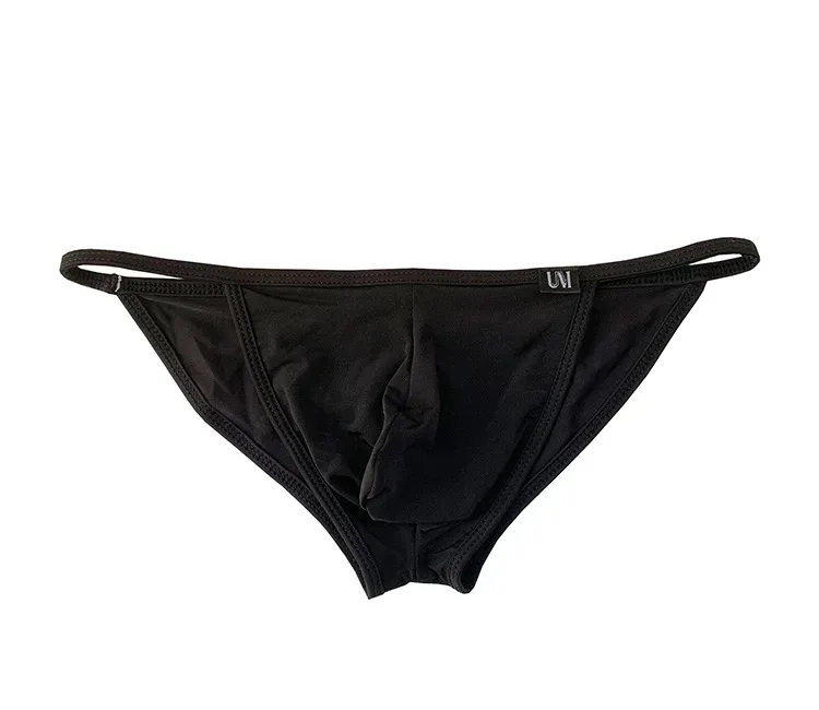 Men's Sexy Briefs Ultrathin Ice Silk Underpants Double Split Bikini Underwear With Holes Personalized U-Convex Design Panties — image 4