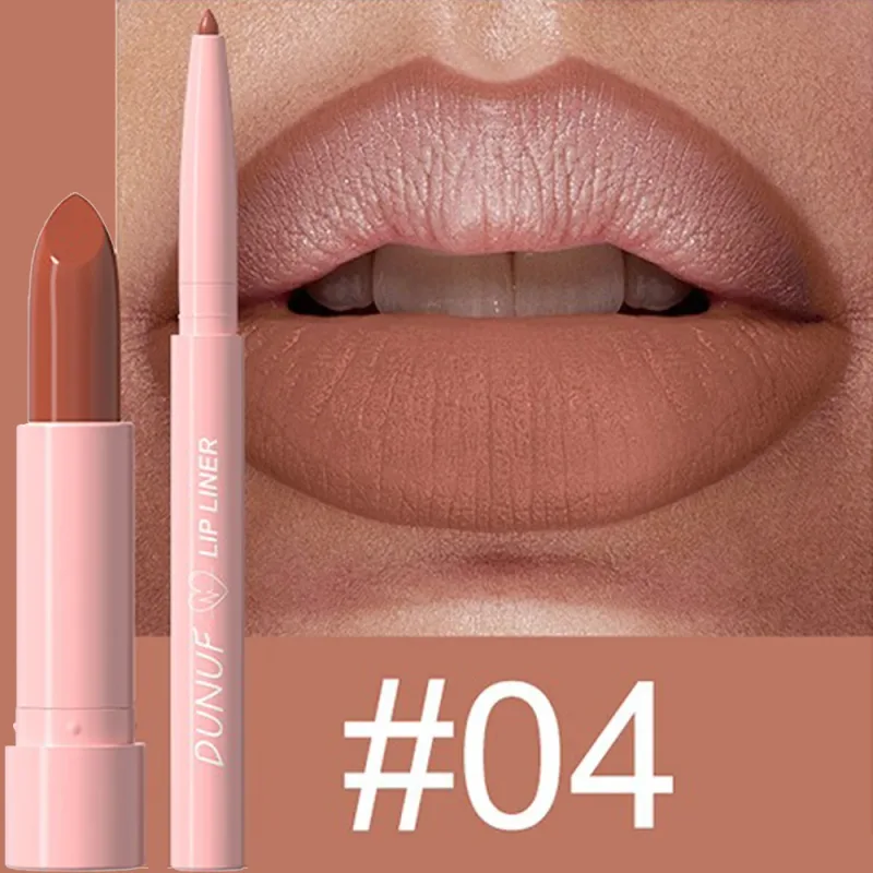 2 ชิ้น/เซ็ตลิปสติก + Lip Liner แต่งหน้าชุด Matte Nude ยาวนานกันน้ำไม่ย้อมสี Tapered Nib Lip Contour ปากกา lip เครื่องสำอาง — image 10