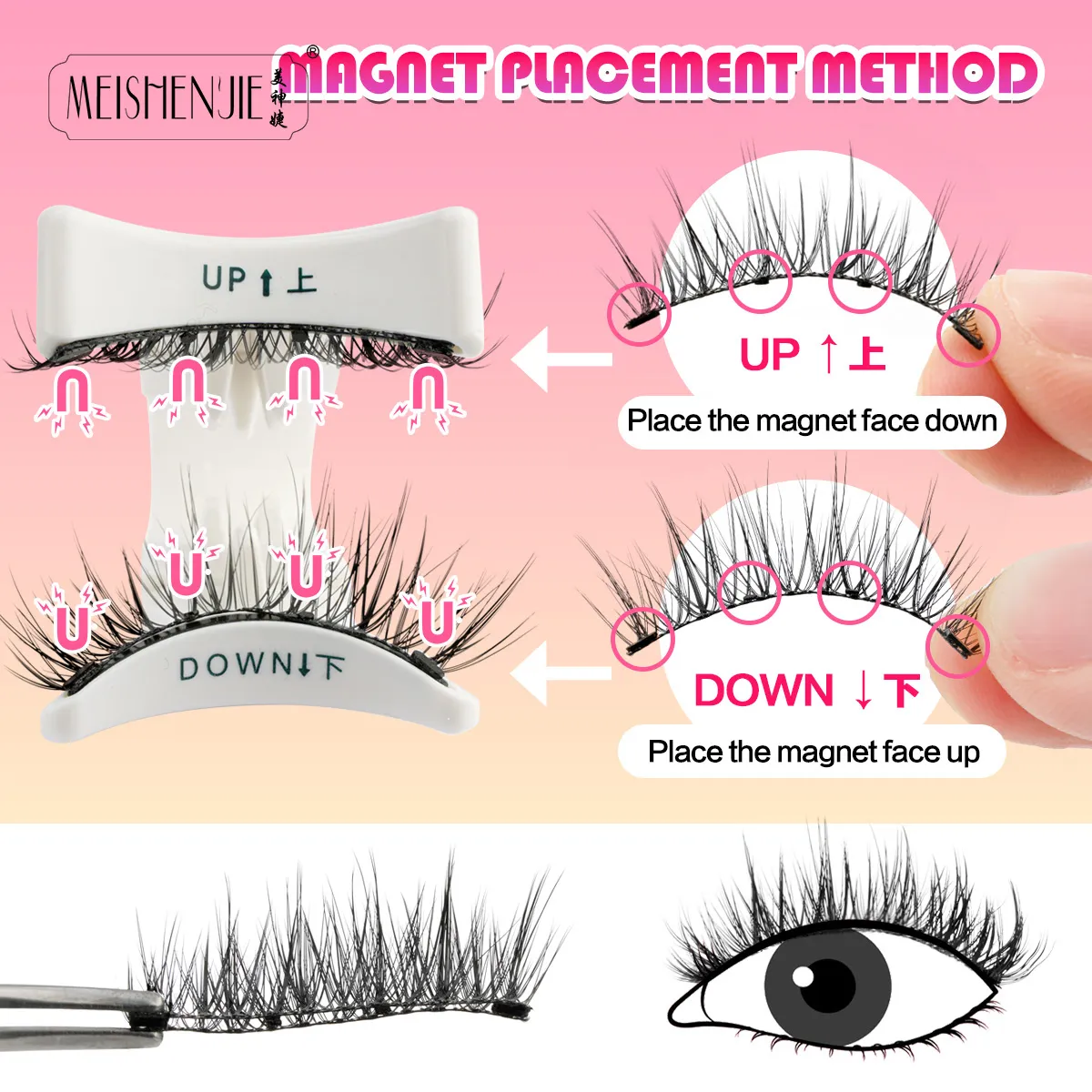 Magnetiske øjenvipper Kit Naturlige 3D mink vipper Tykke fluffy falske vipper Ingen lim nødvendig Fake øjenvipper Makeup Faux Cils — image 7
