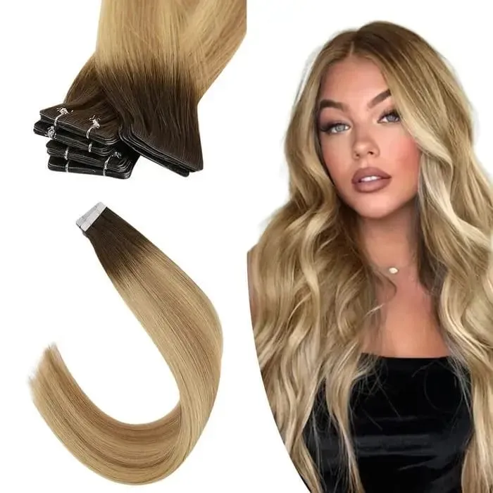 [12 เดือน] ที่มองไม่เห็นเทปฉีดต่อผม Virgin Hair สีขาวสีบลอนด์ 10A คุณภาพ Long Uselife