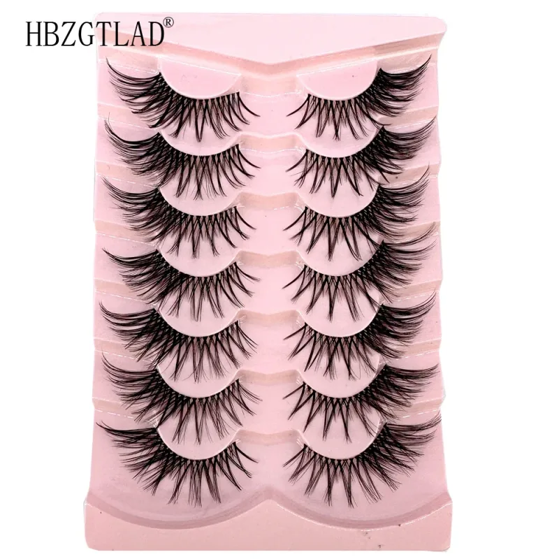 7/8 Paar Katzenaugen-Wimpern, Manga-Wimpern, 3D-Wimpern mit klarem Band, natürlich, halbe Wimpern, verlängerte Nerz-Wimpern, flauschige Wimpern — image 25