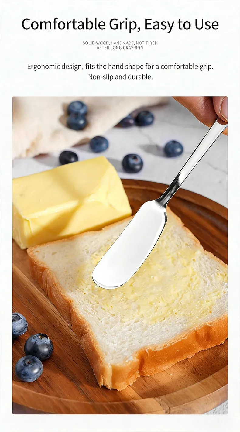 Penyebar Mentega Keju Keluli Tahan Karat - Pisau Serbaguna untuk Sandwic Jams Perasa Roti & Pembuka selera Pati Dapur — image 8