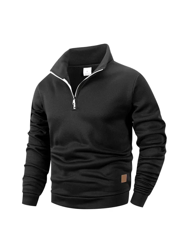 Set 2 Keping Lelaki 1/4 Zip Baju Leher Olok-olok, Pullover Bergaris Bulu dengan Cuff Berusuk Atasan Kasual Hangat untuk Pakaian Harian Musim Gugur Musim Gugur — image 24